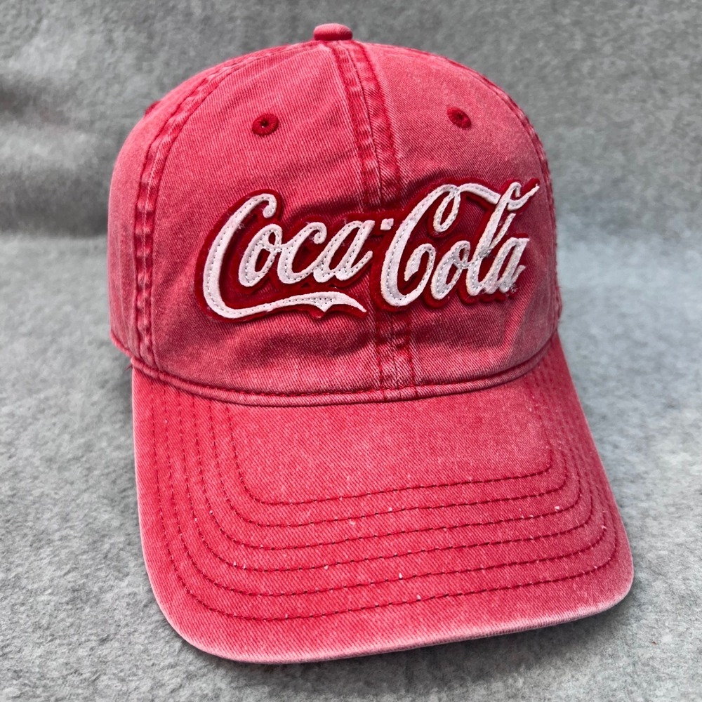 Coca-Cola Script Logo Unisex Red Coca-Cola Hat Snapback Washed Cotton OSFM
